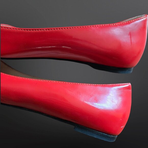 Y2K Miss Sixty Red Patent Leather Ballet flats EUR size 36 Peep toe Bows US 5.5 - Picture 5 of 12
